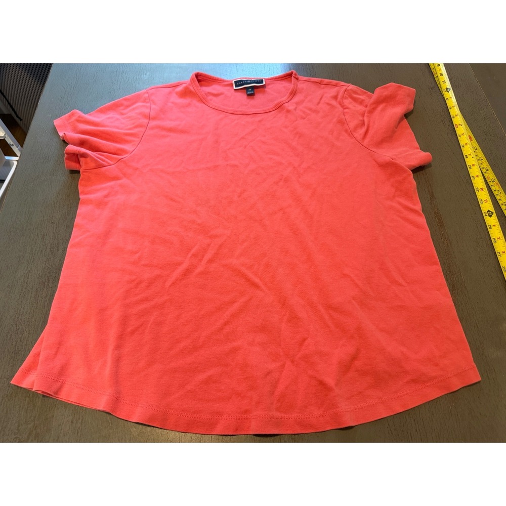 Karen Scott Womens 2X Coral Pink Short Sleeve 100% Cotton Crew Neck T-Shirt Tee